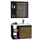 Jogo Gabinete Com Cuba E Espelheira Haiti Preto/ripado