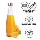 Jogo Garrafa De Vidro Acqua Transparente Com Tampa 1litro 2 U