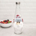 Jogo Garrafa Vidro Decorada Natal Papai Noel E Boneco De Neve