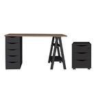 Jogo Gaveteiro E Escrivaninha Heidelberg Nogal Preto