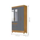 Jogo Gaveteiro E Roupeiro Taiti Com Espelho Freijó Cinza