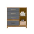 Jogo Gaveteiro E Roupeiro Taiti Com Espelho Freijó Cinza