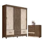 Jogo Gaveteiro E Roupeiro Thirassia Com Espelho Castanho Wood