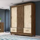 Jogo Gaveteiro E Roupeiro Thirassia Com Espelho Castanho Wood