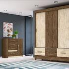 Jogo Gaveteiro E Roupeiro Thirassia Com Espelho Castanho Wood