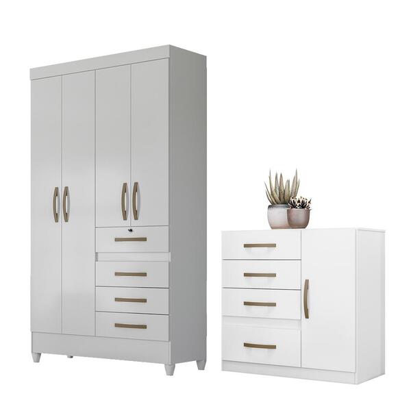 Jogo Gaveteiro E Roupeiro Tulum Branco Rosa Azul Lilás