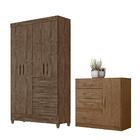 Jogo Gaveteiro E Roupeiro Tulum Castanho Wood