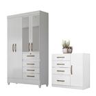 Jogo Gaveteiro E Roupeiro Tulum Com Espelho Branco Rosa Azul