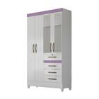 Jogo Gaveteiro E Roupeiro Tulum Com Espelho Branco Rosa Azul