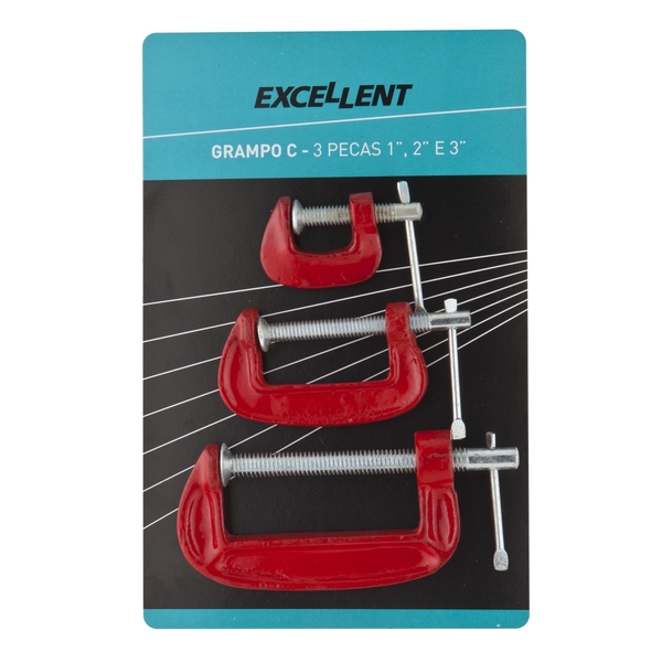 Jogo Grampo "c" 3 Pçs 1"2"3" 3kw Eda