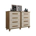 Jogo Guarda Roupa Com Espelho E Cômoda Cinamomo Off White