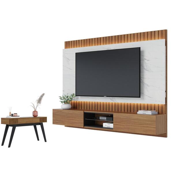 Jogo Home Para Tv E Aparador Oslo Noce Milano Preto Fosco