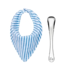 Jogo Infantil Com Babador Azul E Colher Em Aco Inox 2 Pecas T
