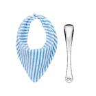 Jogo Infantil Com Babador Azul E Colher Em Aco Inox 2 Pecas T