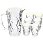 Jogo Jarra E Copo Diamond Com Borda Dourada 7 Peças