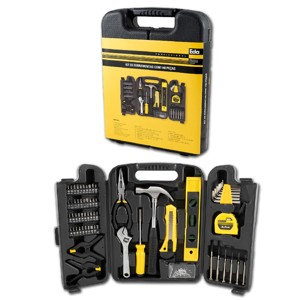 Jogo Kit Caixa Ferramentas 148 Pçs Com Maleta Eda