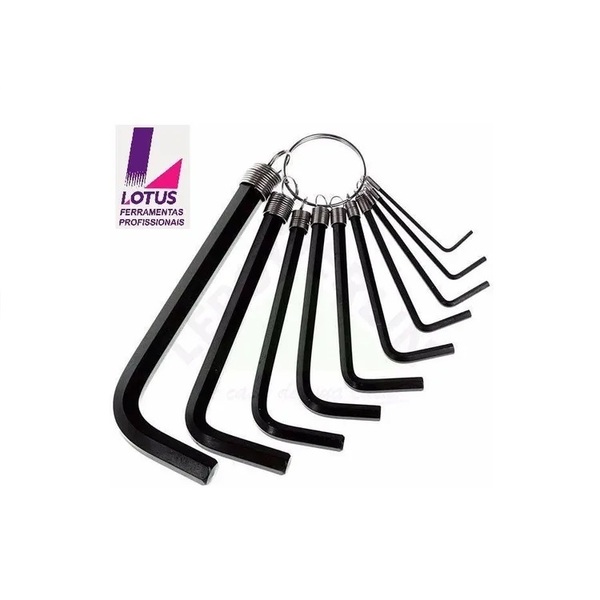 Jogo Kit Chave Allen Hexagonal 10 Pçs 1,5 Á 10mm Lotus 5210