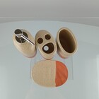 Jogo Kit Lavabo Banheiro Cerâmica Bege 4 Peças