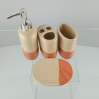 Jogo Kit Lavabo Banheiro Cerâmica Bege 4 Peças