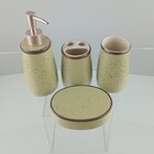 Jogo Kit Lavabo Banheiro Cerâmica Verde 4 Peças