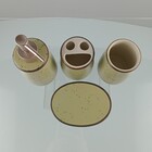 Jogo Kit Lavabo Banheiro Cerâmica Verde 4 Peças