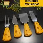 Jogo Kit Utensílios Para Queijo Facas Espátula Garfo 4 Peças