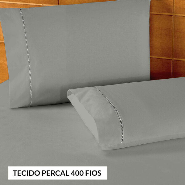 Jogo Lençol 400 Fios Queen Ponto Palito 3 Peças Tecido Percal