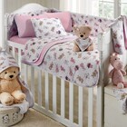 Jogo Lençol Berço Bebê Estampado Bichinhos Rosa Sulbrasil 3