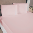 Jogo Lençol Casal 3 Pçs Micropercal 300 Fios Com Elástico Rosê