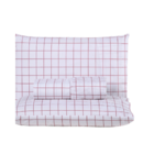 Jogo Lençol Casal 3 Peças Percal 200 Fios Grid Rosê Claro