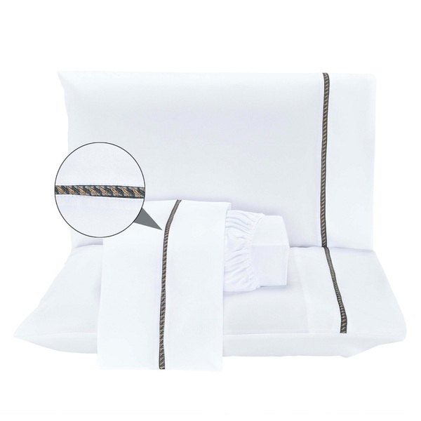 Jogo Lençol Casal Blush Guipir 4pç 100% Poliéster - Branco