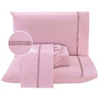 Jogo Lençol Casal Blush Guipir 4pç 100% Poliéster - Malva