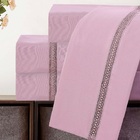 Jogo Lençol Casal Blush Guipir 4pç 100% Poliéster - Malva