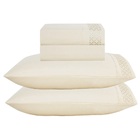 Jogo Lençol Casal Elegance Bordado 4pç 100% Poliéster - Areia