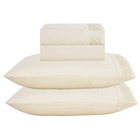 Jogo Lençol Casal Elegance Bordado 4pç 100% Poliéster - Areia