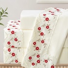 Jogo Lençol Casal Flores Bordado 4pç 100% Poliéster - M_verm