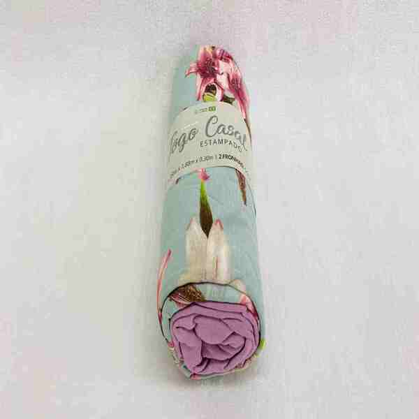 Jogo Lençol Casal Malha - Lilás Florido