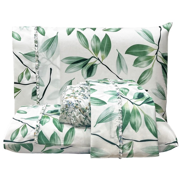 Jogo Lençol Casal Primor 4pç 100% Poliéster - Flo_verd