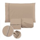 Jogo Lençol Casal Queen 3 Peças 400 Fios Toque Macio Bege