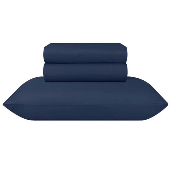 Jogo Lençol De Cama Solteiro 3 Peças Marinho