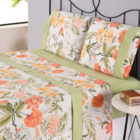 Jogo Lençol King 4 Pçs Percal 180 Fios Ponto Palito Verde