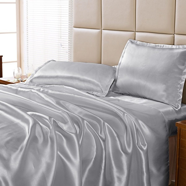 Jogo Lençol King Charme Seda Charmousse 4 Peças - Prata