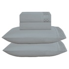 Jogo Lençol King Elegance Bordado 4pç 100% Poliéster - Cinza