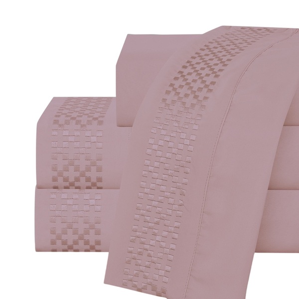 Jogo Lençol King Elegance Bordado 4pç 100% Poliéster - Malva