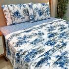 Jogo Lençol King Primor 4pç 100% Poliéster - Flo_azu