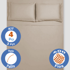 Jogo Lençol Para Cama Supreme 400 Fios Ponto Palito Queen Siz