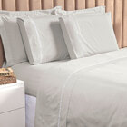 Jogo Lençol Ponto Palito Cinza Solteiro 2 Peças Liso 160 Fios