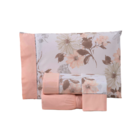 Jogo Lençol Queen 4 Pçs Ponto Palito Percal 180 Fios Salmão