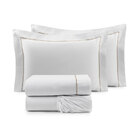 Jogo Lençol Queen Algodão 200 Fios Clássico Branco Com Detalh