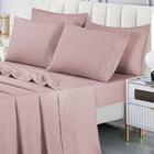 Jogo Lençol Queen Amore Bordado 4pç 100% Poliéster - Rosé